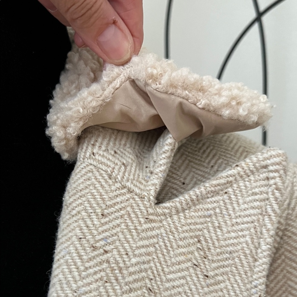 Topshop Cream Double-Breasted Women's wool blend Trench Coat - Picture 4 of 6